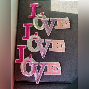 Set Of 3 “LOVE” Multi-color Iron On Sequin Patches—BRAND NEW!!